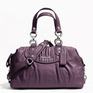 Coach Ashley purple leather satchel with dust bag